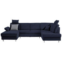 WOHNLANDSCHAFT in Struktur Dunkelblau  - Silberfarben/Dunkelblau, Konventionell, Holz/Textil (167/322/186cm) - Cantus