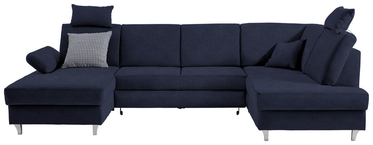 WOHNLANDSCHAFT in Struktur Dunkelblau  - Silberfarben/Dunkelblau, Konventionell, Holz/Textil (167/322/186cm) - Cantus