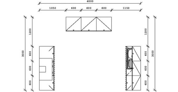 KÜCHENBLOCK in Weiß Hochglanz - Edelstahlfarben/Weiß Hochglanz, Basics, Holzwerkstoff/Metall (180/180/180cm) - Xora