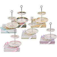 Platou Etajat Prăjituri cu 2 etaje - lila/roz aprins, Lifestyle, ceramică/metal (22,5+15,7cm)