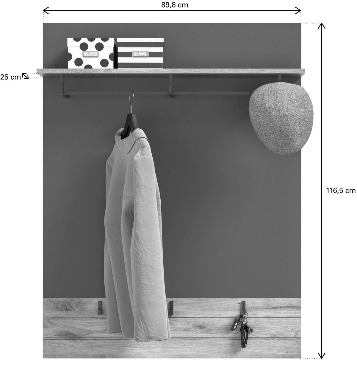 GARDEROBNI PANEL - siva/barve hrasta, Moderno, leseni material (90/117/25cm) - MID.YOU