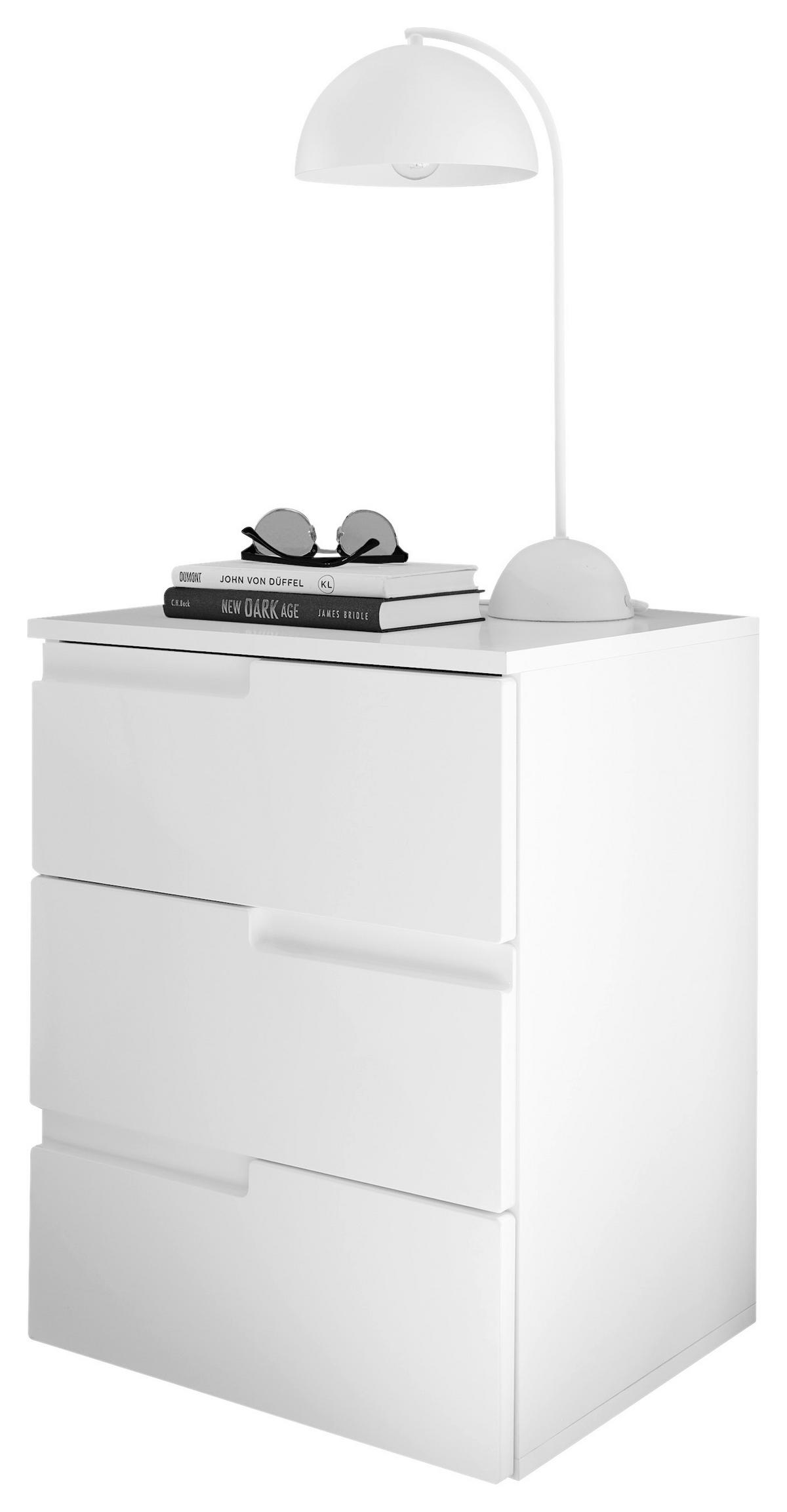 NACHTSCHRANK 46,2/60,9/40 cm  - Weiß Hochglanz/Schwarz, MODERN, Holzwerkstoff/Kunststoff (46,2/60,9/40cm)