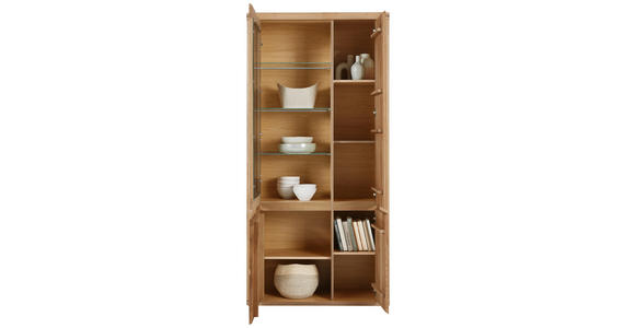 VITRINE in massiv Kernbuche Kernbuche - Kernbuche/Grau, KONVENTIONELL, Glas/Holz (98,4/203,6/37,7cm) - Voleo