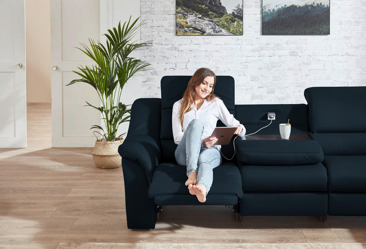 ECKSOFA  in Echtleder Dunkelblau  324/260 cm  - Chromfarben/Dunkelblau, KONVENTIONELL, Leder/Kunststoff (324/260cm) - Cantus