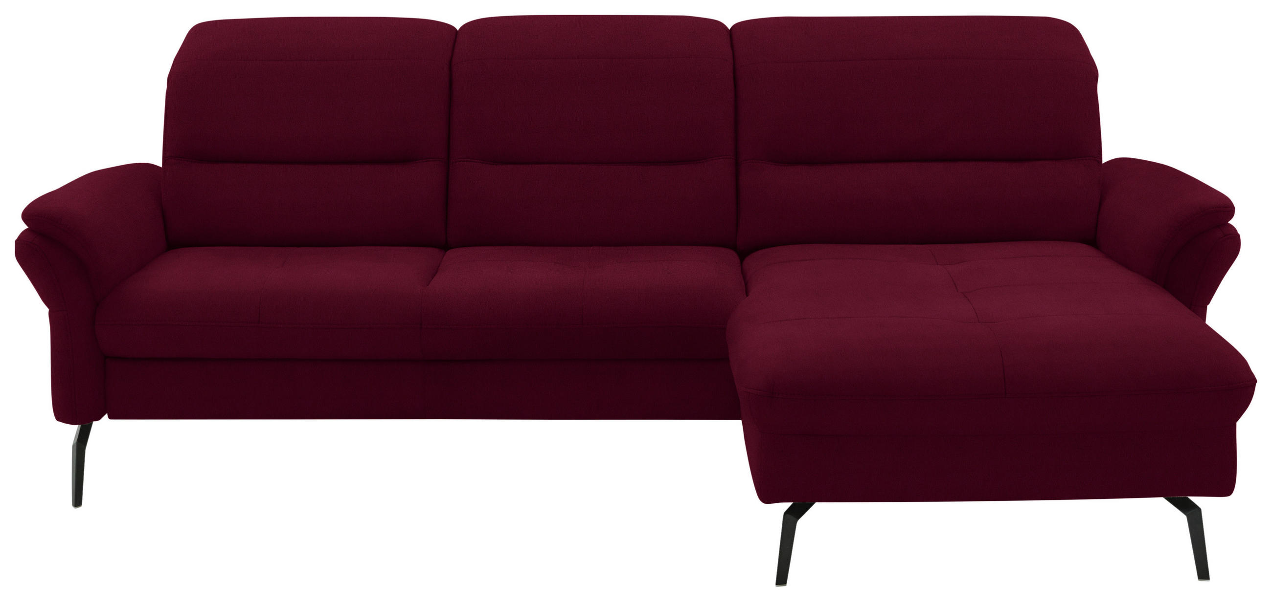 ECKSOFA in Flachgewebe Bordeaux  - Bordeaux/Schwarz, Konventionell, Textil/Metall (260/181cm) - Beldomo Speed