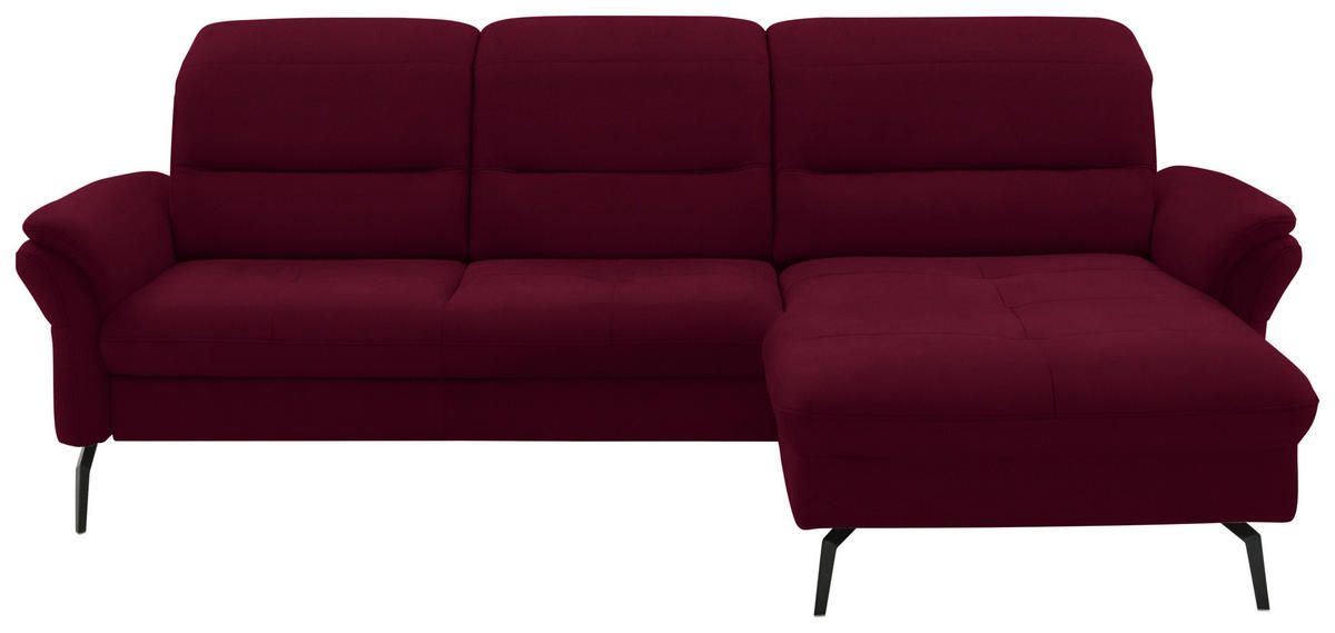 ECKSOFA in Flachgewebe Bordeaux  - Bordeaux/Schwarz, Konventionell, Textil/Metall (260/181cm) - Beldomo Speed