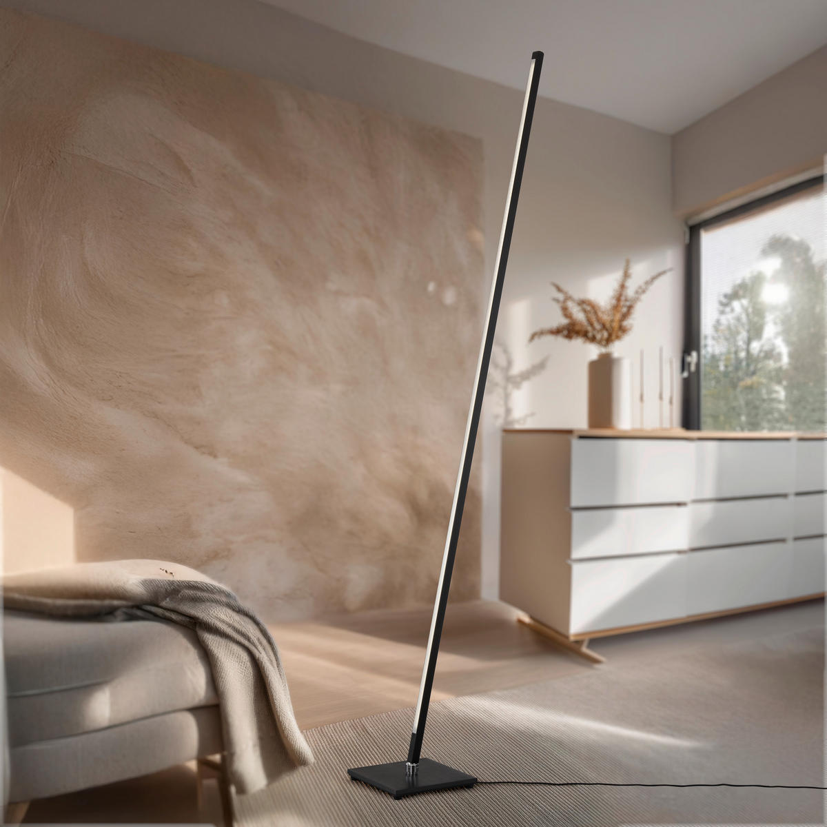 LED-STEHLEUCHTE Mia 158/20/20 cm  - Schwarz, KONVENTIONELL, Metall (158/20/20cm) - Ambiente