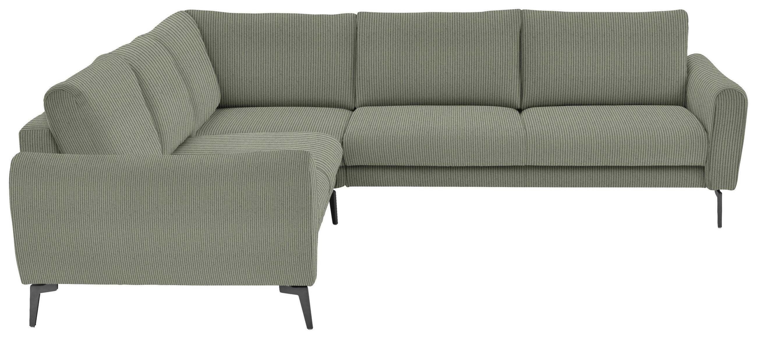 ECKSOFA in Velours, Feincord Braun, Grün  - Schwarz/Braun, Design, Textil/Metall (254/280cm) - Beldomo Style