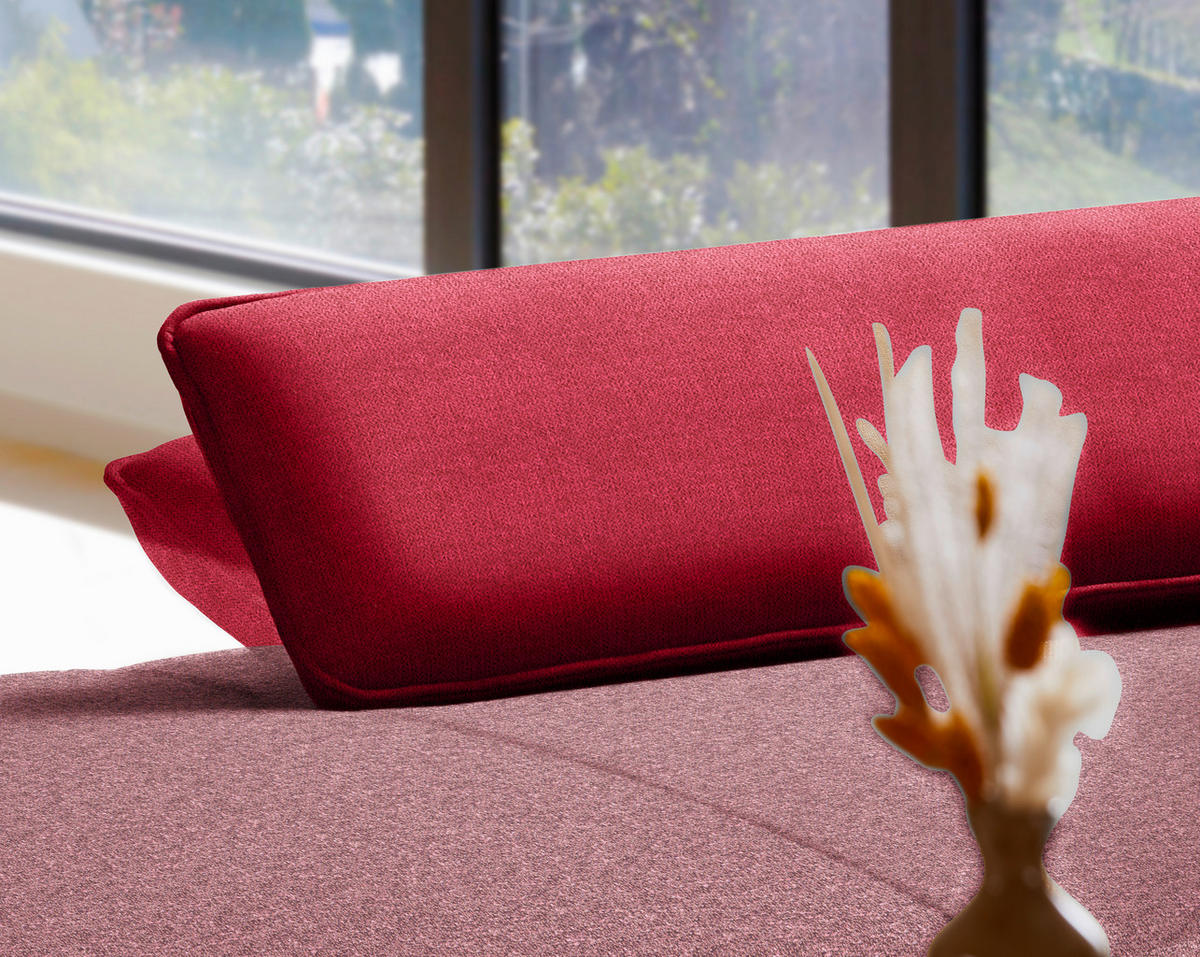 ECKSOFA in Flachgewebe Rot  - Rot/Schwarz, Design, Textil/Metall (191/301cm) - Moderano