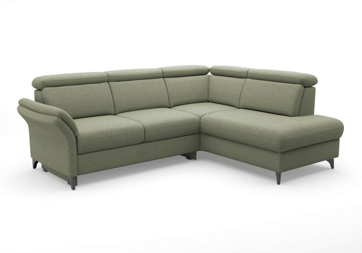 ECKSOFA Flachgewebe Olivgrün  - Schwarz/Olivgrün, Konventionell, Textil/Metall (247/193cm) - Sit & More