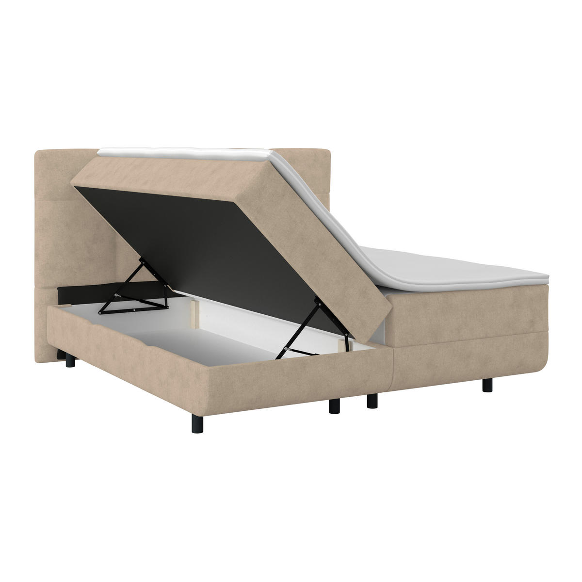 POLSTERBETT Bettkasten, Topper 160/200 cm  in Beige  - Beige/Schwarz, MODERN, Kunststoff/Textil (160/200cm) - MID.YOU