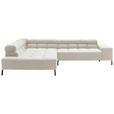 ECKSOFA  in Cord Creme  216/321 cm  - Creme/Schwarz, Design, Textil/Metall (216/321cm) - Hom`in