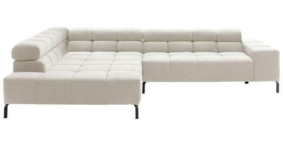 ECKSOFA  in Cord Creme  216/321 cm  - Creme/Schwarz, Design, Textil/Metall (216/321cm) - Hom`in
