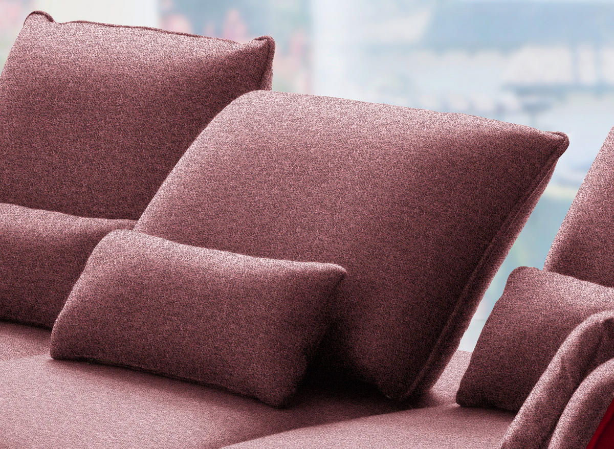 ECKSOFA in Flachgewebe Rot  - Rot/Schwarz, Design, Textil/Metall (191/301cm) - Moderano