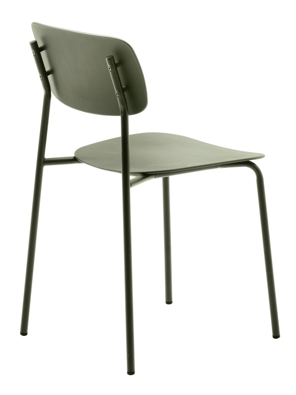 STUHL-SET 4 Stück stapelbar, abwischbar   - Olivgrün, MODERN, Kunststoff/Metall (43,5/79/61cm) - Livetastic