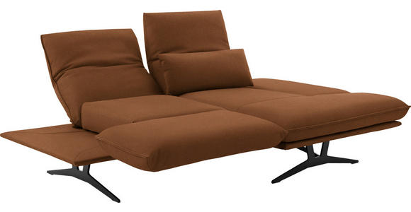 ECKSOFA in Echtleder Hellbraun  - Hellbraun/Schwarz, Design, Leder/Metall (210/130cm) - Dieter Knoll