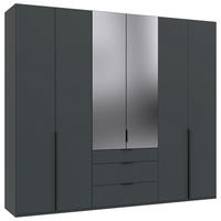 DREHTÜRENSCHRANK 270/236/58 cm 6-türig Graphitfarben  - Graphitfarben/Schwarz, MODERN, Glas/Holzwerkstoff (270/236/58cm) - MID.YOU