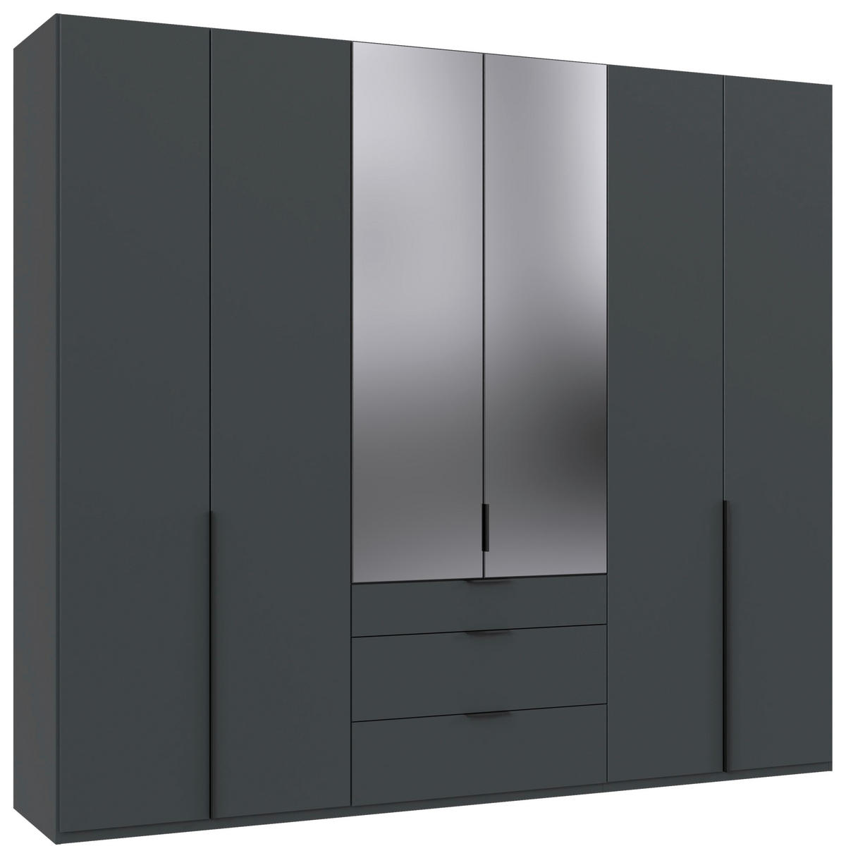 DREHTÜRENSCHRANK 270/236/58 cm 6-türig Graphitfarben  - Graphitfarben/Schwarz, MODERN, Glas/Holzwerkstoff (270/236/58cm) - MID.YOU