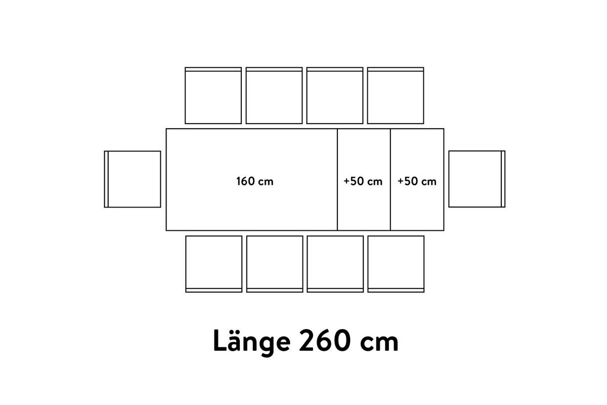 ESSTISCH in Metall, Holzwerkstoff 160-260/95/76 cm  - Eichefarben/Schwarz, Basics, Holzwerkstoff/Metall (160-260/95/76cm) - Celina Home
