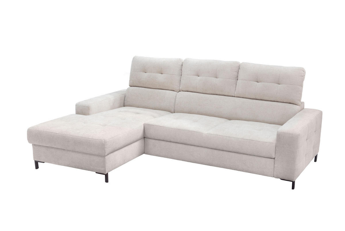 ECKSOFA in Struktur Beige  176/255 cm  - Beige/Schwarz, Design, Textil/Metall (176/255cm) - Livetastic