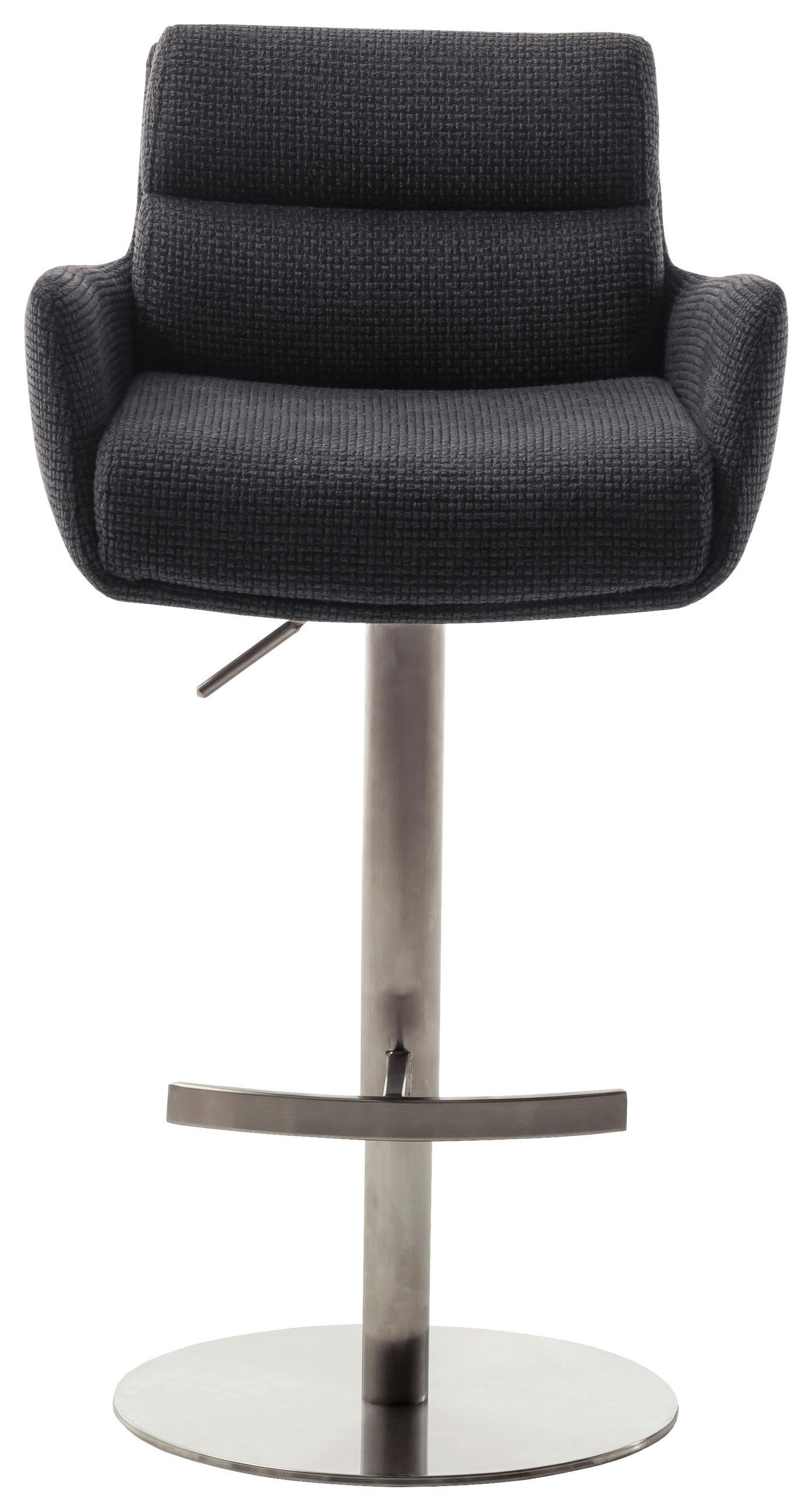 BARHOCKER in Metall, Textil Anthrazit, Edelstahlfarben  - Edelstahlfarben/Anthrazit, Design, Textil/Metall (54/84/52cm) - Dieter Knoll