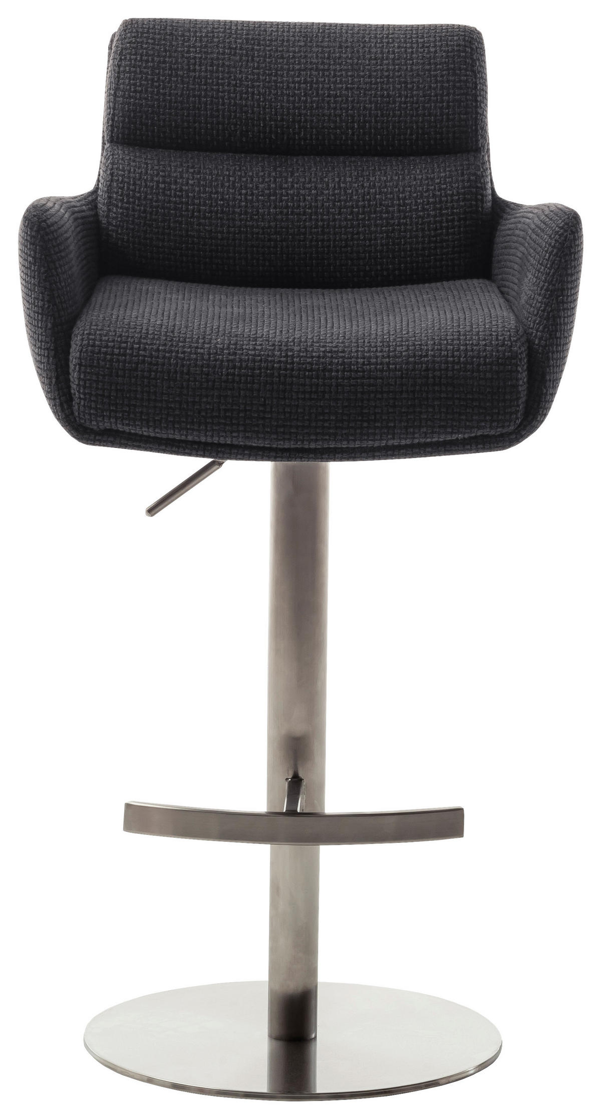BARHOCKER in Metall, Textil Anthrazit, Edelstahlfarben  - Edelstahlfarben/Anthrazit, Design, Textil/Metall (54/84/52cm) - Dieter Knoll