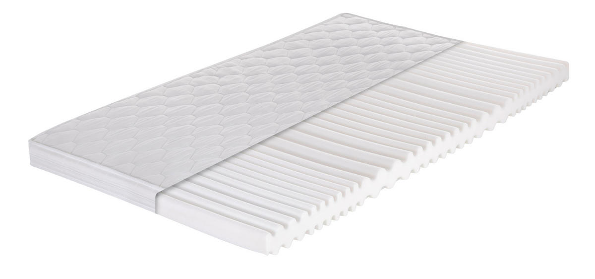 KALTSCHAUMMATRATZE 100/200 cm Höhe ca. 10 cm  - Weiß, Basics, Kunststoff/Textil (100/200cm) - P & B