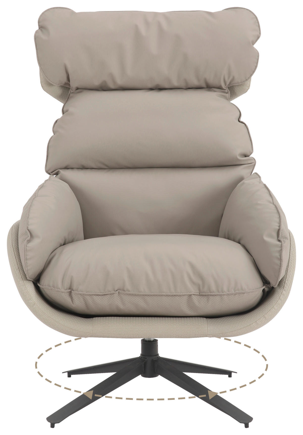 RELAXSESSEL Lederlook    - Taupe, MODERN, Textil (81/109/95cm) - MID.YOU