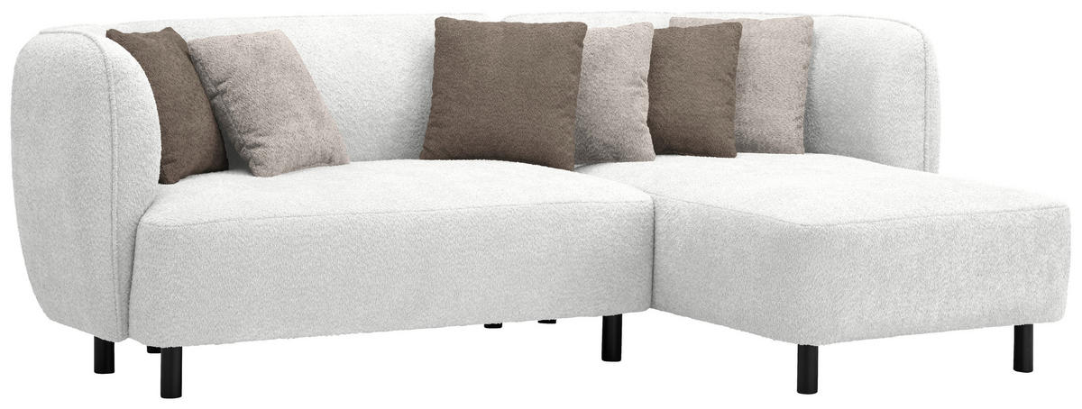ECKSOFA in Chenille Weiß  236/148 cm  - Sandfarben/Schwarz, Design, Holz/Textil (236/148cm) - Lomoco
