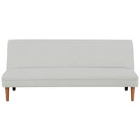 SCHLAFSOFA in Bouclé Weiß  - Schwarz/Naturfarben, MODERN, Holz/Kunststoff - P & B