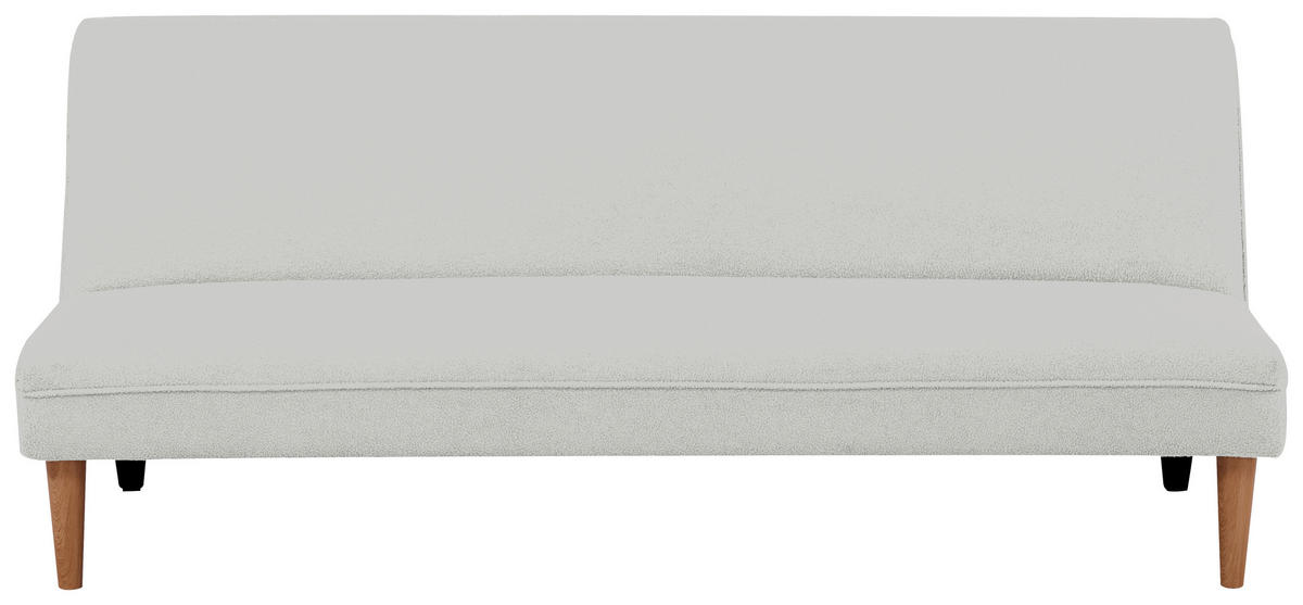 SCHLAFSOFA in Bouclé Weiß  - Schwarz/Naturfarben, MODERN, Holz/Kunststoff - P & B