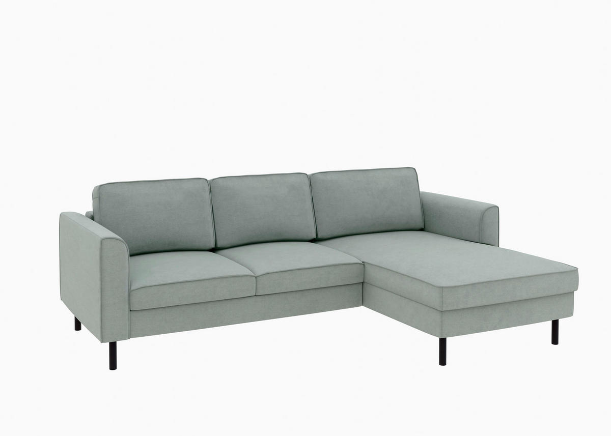 ECKSOFA Struktur Grau  - Schwarz/Grau, Modern, Textil/Metall (232/161cm) - Trendmanufaktur