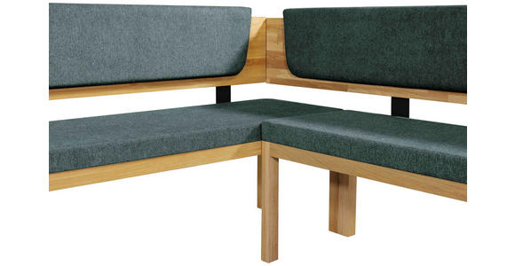 ECKBANK 208/171 cm Webstoff Türkis, Eichefarben Eiche vollmassiv   - Türkis/Eichefarben, KONVENTIONELL, Holz/Textil (208/171cm) - Linea Natura