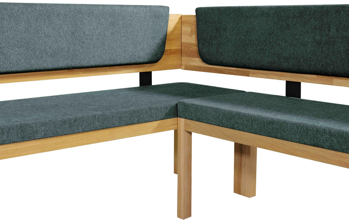 ECKBANK 155/195 cm Webstoff Eichefarben, Türkis Eiche vollmassiv   - Türkis/Eichefarben, KONVENTIONELL, Holz/Textil (155/195cm) - Linea Natura