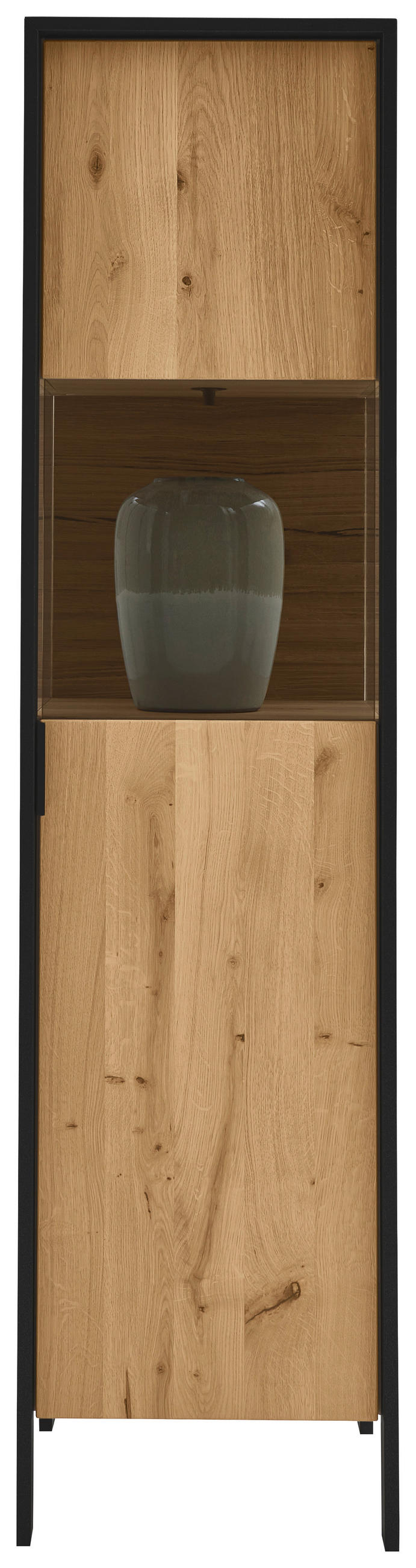 VITRINE Graphitfarben, Eichefarben  38,4/154,1/44,6 cm  - Eichefarben/Graphitfarben, Natur, Glas/Holz (38,4/154,1/44,6cm) - Valdera