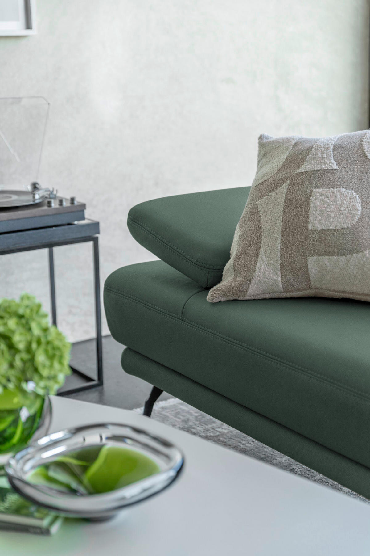 ECKSOFA Echtleder Opal  - Opal/Schwarz, Konventionell, Leder/Metall (180/301cm) - Joop!