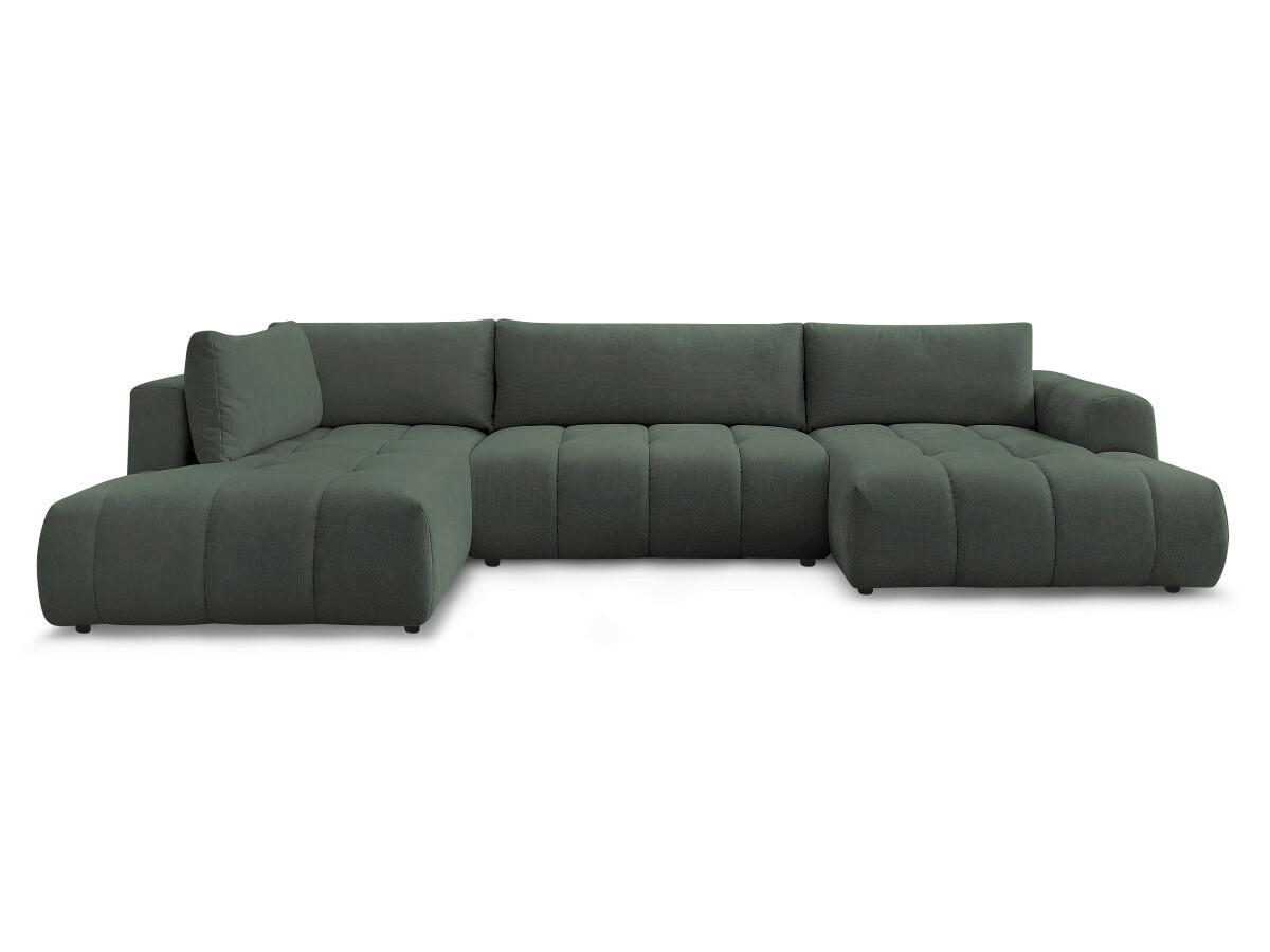 WOHNLANDSCHAFT  FUJI  Grün Leinenoptik  - Schwarz/Grün, MODERN, Kunststoff/Textil (204/377/160cm)