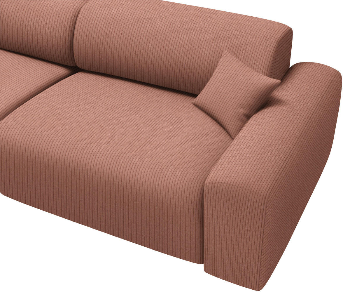 ECKSOFA in Velours, Feincord Aprikose  178/292 cm  - Aprikose/Schwarz, Design, Kunststoff/Textil (178/292cm) - home24