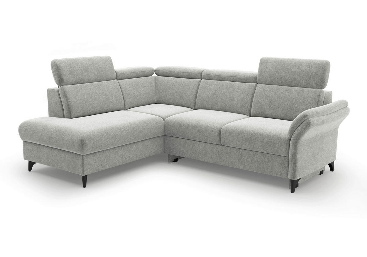 ECKSOFA GLENDALE E in Flachgewebe Hellgrau  193/247 cm  - Hellgrau/Schwarz, KONVENTIONELL, Textil/Metall (193/247cm) - Sit & More