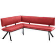 ECKBANK 165/205 cm  in Rot, Schwarz  - Rot/Schwarz, MODERN, Textil/Metall (165/205cm) - Cantus
