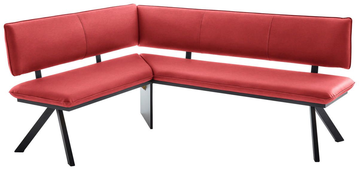 ECKBANK 165/205 cm  in Rot, Schwarz  - Rot/Schwarz, MODERN, Textil/Metall (165/205cm) - Cantus