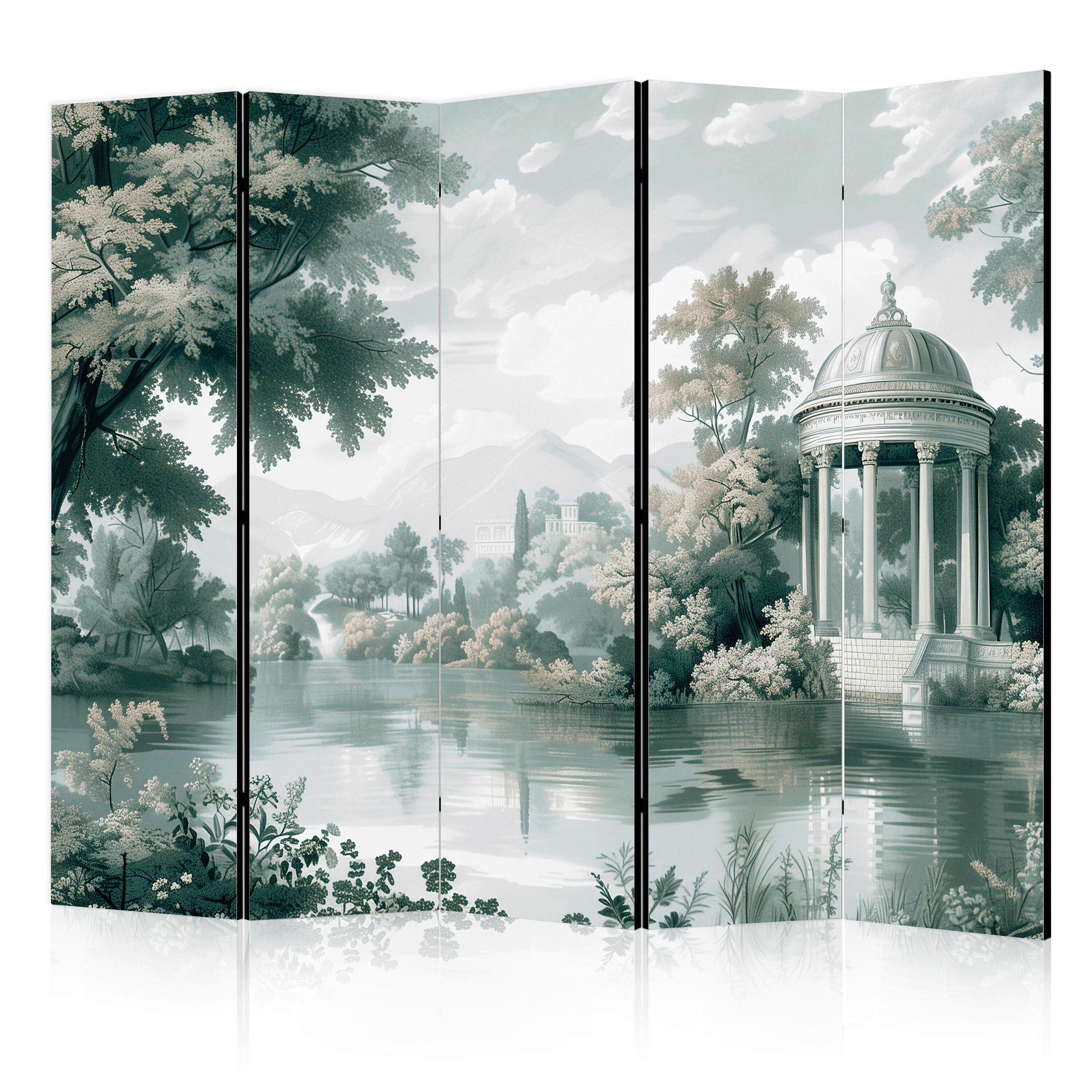 PARAVENT - Dunkelgrün/Blaugrau, Basics, Textil (225/172/3cm) - artgeist