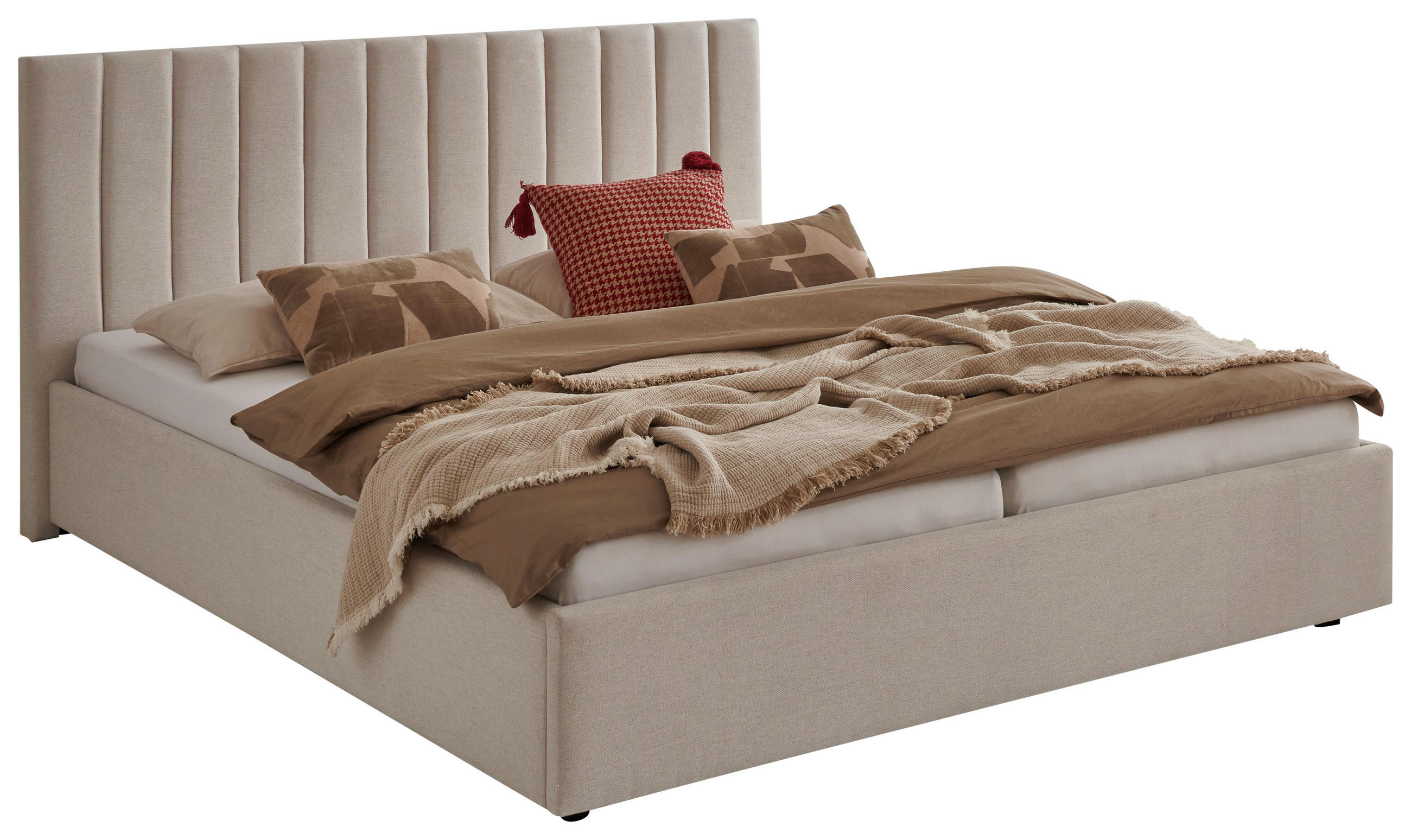 POLSTERBETT 180/200 cm  in Beige  - Beige/Schwarz, Design, Holz/Textil (180/200cm) - Boxxx