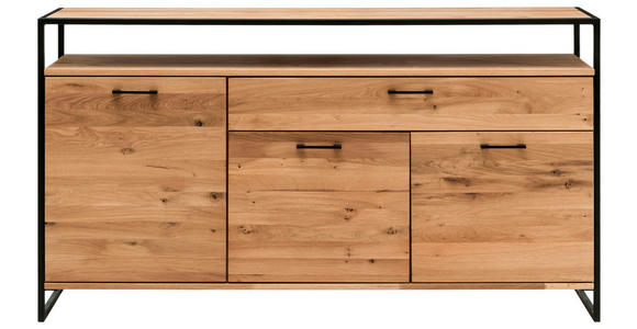 SIDEBOARD Frame 135/92/44 cm 1 Schublade(n)  - Eichefarben/Schwarz, Design, Holz/Metall (135/92/44cm) - Linea Natura