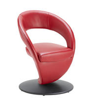 STUHL  in Echtleder pigmentiert Leder  - Rot/Schwarz, Design, Leder/Metall (62/86/61cm) - Moderano