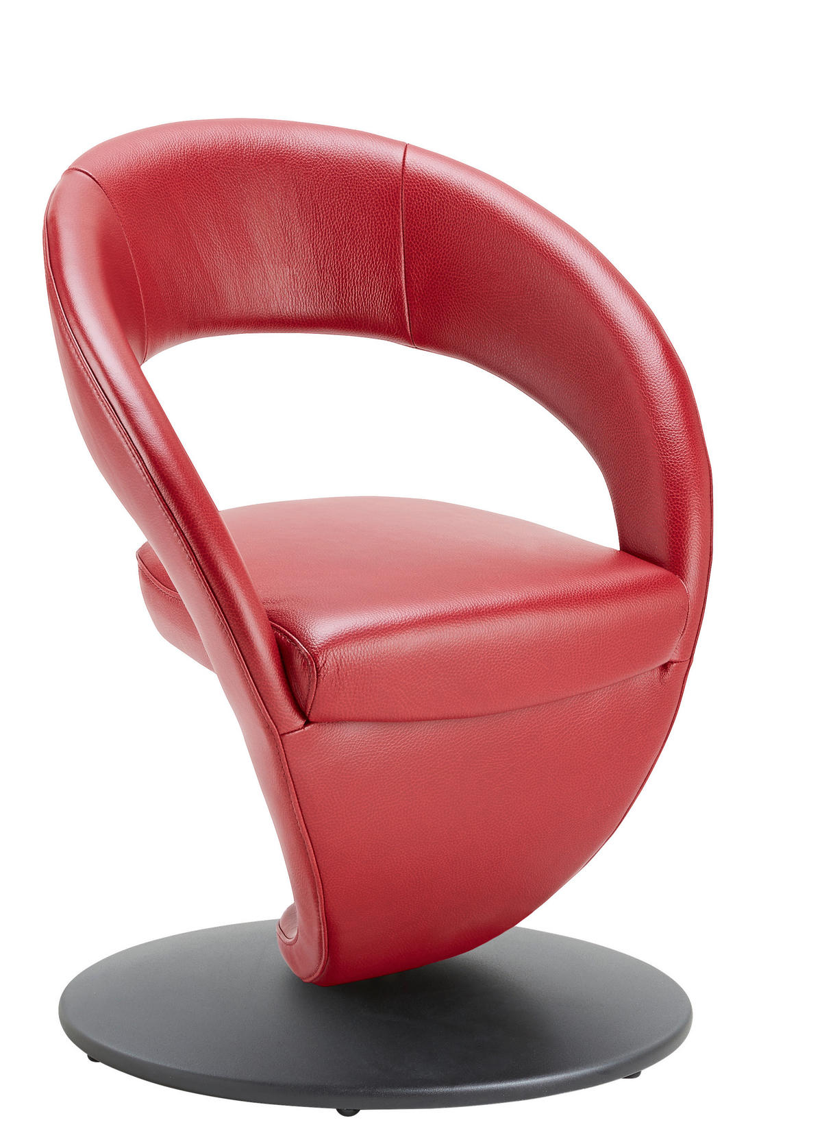 STUHL  in Echtleder pigmentiert Leder  - Rot/Schwarz, Design, Leder/Metall (62/86/61cm) - Moderano