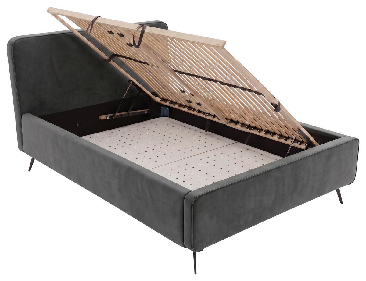 POLSTERBETT Lattenrost, Bettkasten Anthrazit 140/200 cm  - Anthrazit/Schwarz, MODERN, Holz/Textil (140/200cm) - MID.YOU