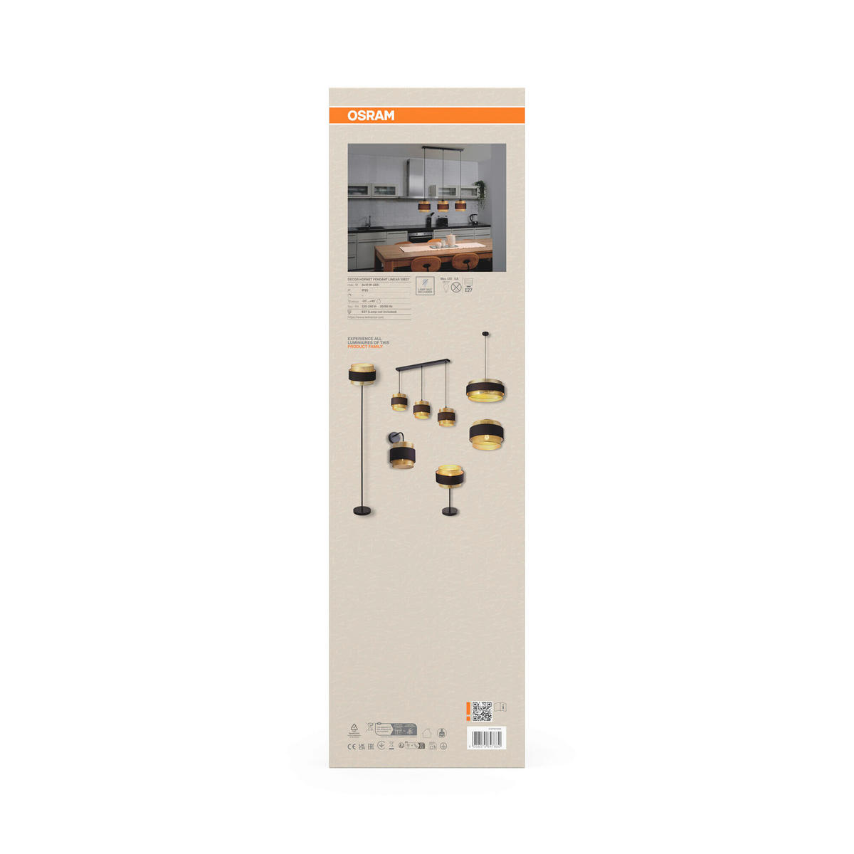 HÄNGELEUCHTE 78/18/150 cm  - Goldfarben/Schwarz, KONVENTIONELL, Textil/Metall (78/18/150cm) - Osram
