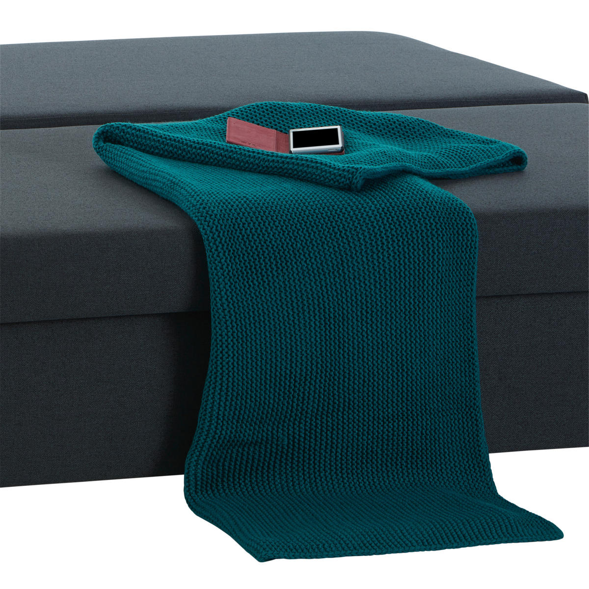 SCHLAFSOFA  mit Rücken echt Dunkelgrau  - Blau/Dunkelgrau, Basics, Karton/Holz (192/82cm) - MID.YOU