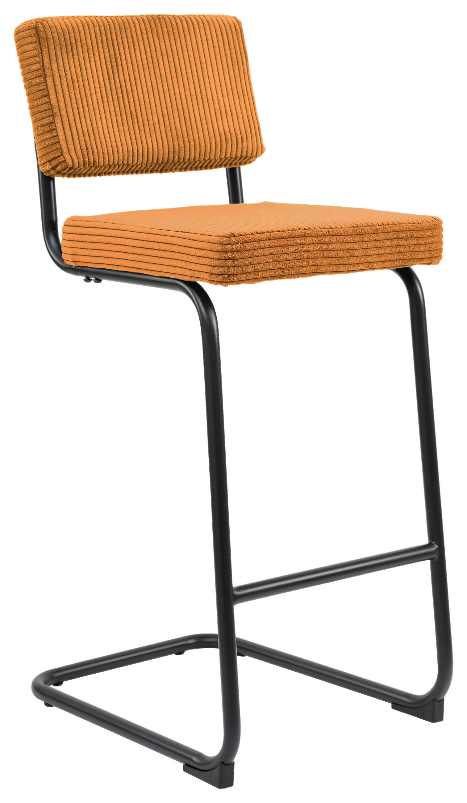BARHOCKER Cord Orange, Schwarz Eisen Stoffauswahl, Typenauswahl  - Schwarz/Orange, Design, Textil/Metall (45/105/54cm) - home24